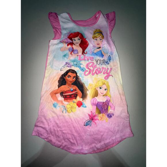 Disney Princess Girls Nightgown Live Your Story Ariel Rapunzel Cinderella Size 6 - Picture 2 of 4